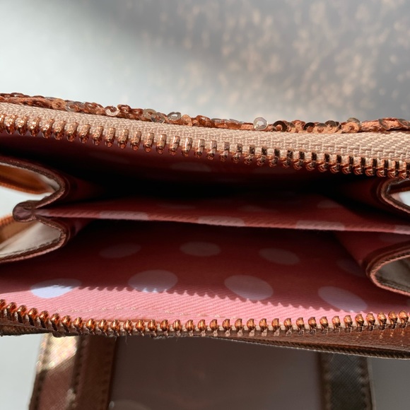 Disney Loungefly Rose Gold Pink Bow Wallet Minnie - Picture 5 of 8